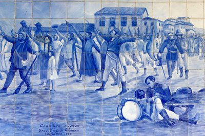 Azulejo-mozaïek die de strijd van Brazilië voor onafhankelijkheid afbeeldt, Cachoeira, Brazilië door Unbekannt