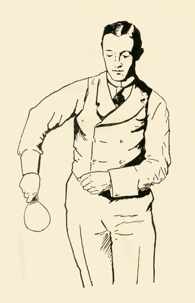 Backhand service vanaf de rechterkant, 1902 door Unbekannt