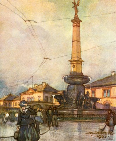 Bahnhof Mit Vereinigungsbrunnen, Treinstation Met Verenigingsfontein, ca. 1929 door Unbekannt