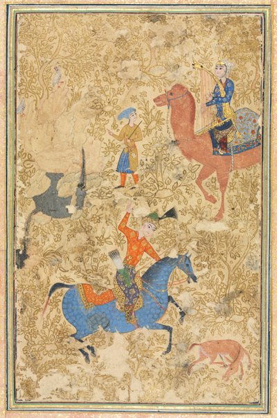 Bahram Gur en Azada, uit een Shahnama Boek der Koningen van Firdausi 940-1019 of 1025 door Unbekannt