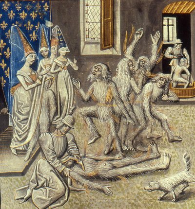 Bal des Ardents Miniatuur uit de Grandes Chroniques de France door Jean Froissart, 15e eeuw door Unbekannt
