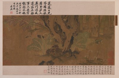 Bamboe, kikker en insecten, Ming-dynastie, 1368-1644 door Unbekannt