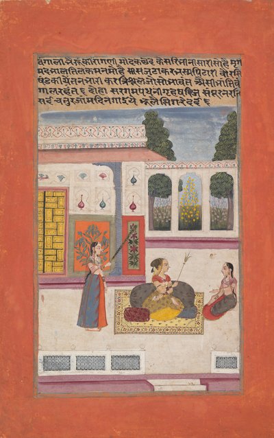 Bangali Ragini: Folio uit een ragamala-serie Garland of Musical Modes door Unbekannt