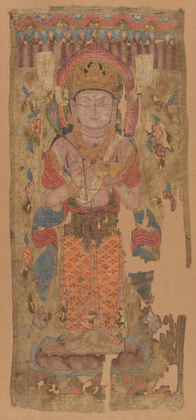 Banier met Bodhisattva, mogelijk Mahamayuri, 9e-10e eeuw door Unbekannt