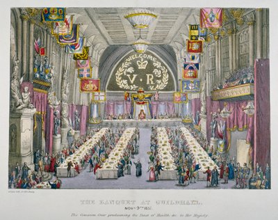 Banket in de Guildhall ter ere van Koningin Victoria, City of London, 1837 door Unbekannt