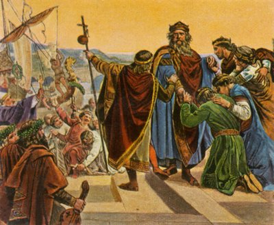Barbarossa neemt afscheid voordat hij op kruistocht vertrekt, 1189, 1936 door Unbekannt