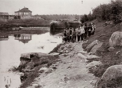 Trekkers op de Wolga, Rusland, ca. 1895 door Unbekannt