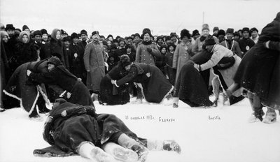 Bashkirs kuresh worstelen, Rusland, 1913 door Unbekannt
