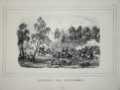 Slag tussen Russische troepen en Franse cavalerie bij Ostrovno 25-26 juli 1812 door Unbekannt