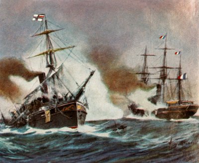 Slag tussen de Meteor en de Bouvet bij Havana, 9 november 1870 door Unbekannt