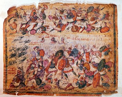 Gevechtsscène uit Homers Ilias, ca. 300 v.Chr. door Unbekannt