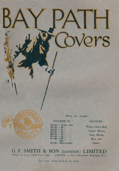 Bay Path Covers - G.F. Smith & Son London Limited advertentie, 1919 door Unbekannt