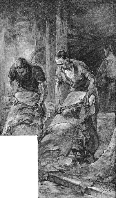 Huiden stralen voor de productie van schoenleer, 1885 door Unbekannt
