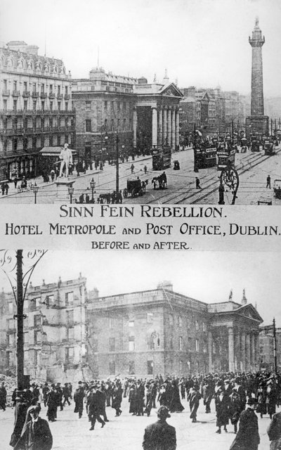 Voor en na, Anti-Engelse Ierse opstand, Dublin, mei 1916 door Unbekannt