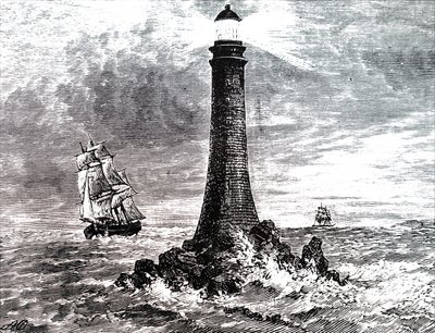 Bell Rock vuurtoren in een storm door Unbekannt