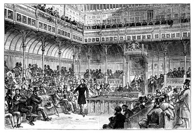 Benjamin Disraeli introduceert zijn hervormingswet in het Lagerhuis door Unbekannt