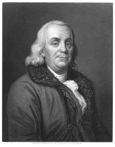 Benjamin Franklin, 18e-eeuwse Amerikaanse wetenschapper, uitvinder en staatsman door Unbekannt