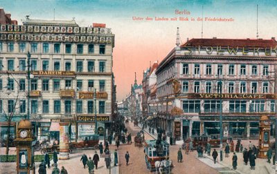 Berlijn - Unter den Linden met uitzicht op de Friedrichstraße, c1900 door Unbekannt