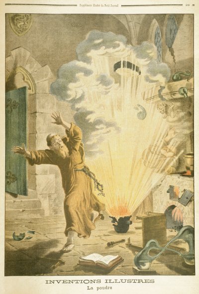 Berthold Schwart, 14e-eeuwse Duitse franciscaner monnik en alchemist door Unbekannt