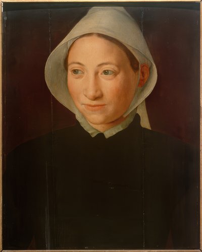 Portret van een Vrouw met Witte Kap door Unbekannt