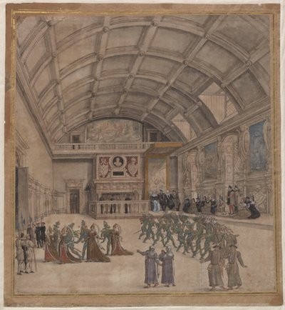 Paleis van Binche tijdens de festiviteiten in augustus 1549 door Unbekannt