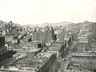 Vogelperspectief vanaf de toren van het Chronicle Building, San Francisco, VS, 1895 door Unbekannt