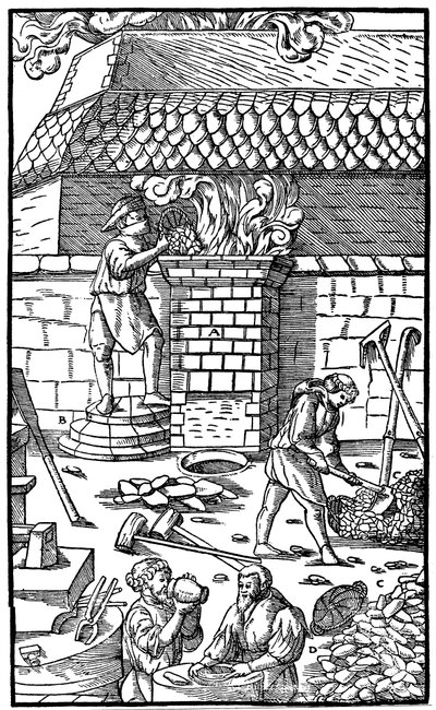 Hoogoven voor het smelten van ijzererts, 1556 door Unbekannt
