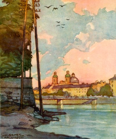 Blick Auf Die Innbrucke, Uitzicht op de Rivier Inn door Unbekannt