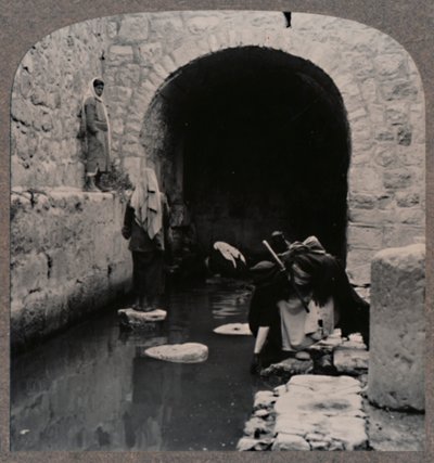 Blinde mannen wassen hun ogen in de vijver van Siloam, ca. 1900 door Unbekannt