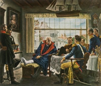 Blücher neemt Napoleons medailles en hoed in bezit na...Waterloo, 18 juni 1815, 1936 door Unbekannt