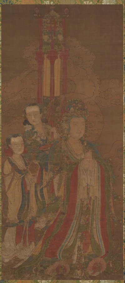 Bodhisattva en begeleiders, 14e eeuw door Unbekannt