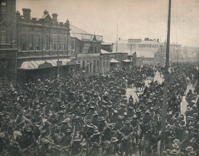 Boer Commando dat door Johannesburg trekt Tweede Transvaal Oorlog, c1900 door Unbekannt