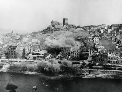 Bombardement van Bingen, Duitsland, maart 1945 door Unbekannt
