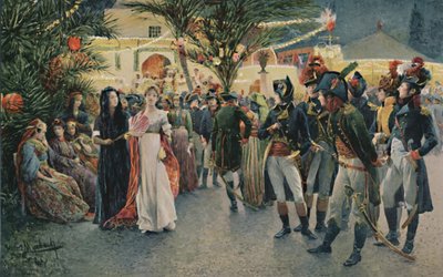 Bonaparte, Kleber, Eugène De Beauharnais, Lasalle en Junot in de Tivoli-tuin in Caïro, 1896 door Unbekannt
