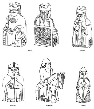 Bot schaakstukken van Scandinavisch ontwerp, 12e of 13e eeuw, 1892 door Unbekannt
