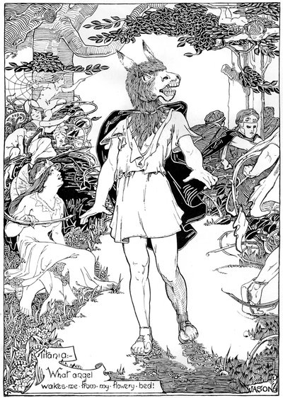 Bottom in scène uit William Shakespeares Midzomernachtsdroom, 1898 door Unbekannt
