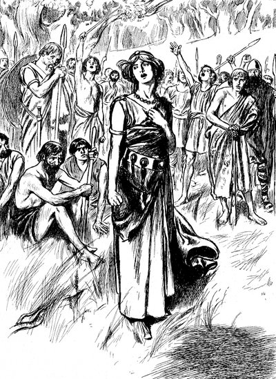 Boudicca Boadicea, 1e eeuwse Britse koningin van de Iceni, verzamelt haar troepen, ca. 1900 door Unbekannt