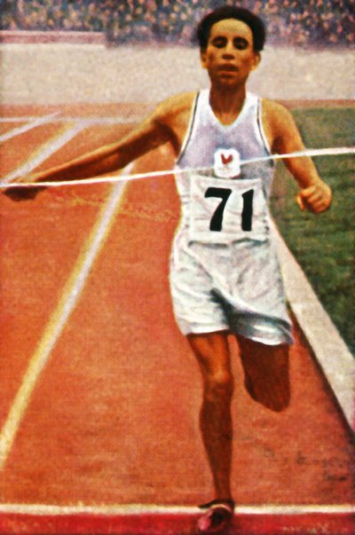 Boughera El Ouafi wint de marathon voor Frankrijk, 1928 door Unbekannt