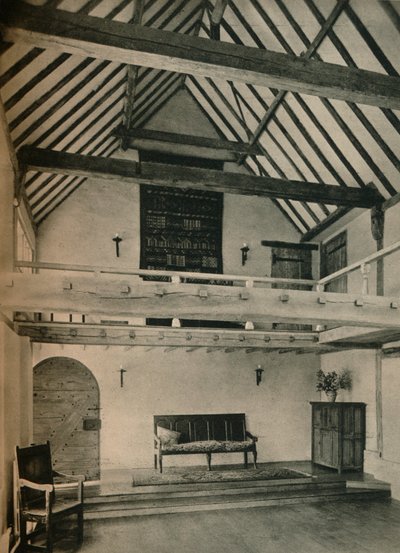 Boxhurst Farm, Kent: Einde van de Danszaal. Gerestaureerd en omgebouwd door Oliver Hill, ca. 1928 door Unbekannt