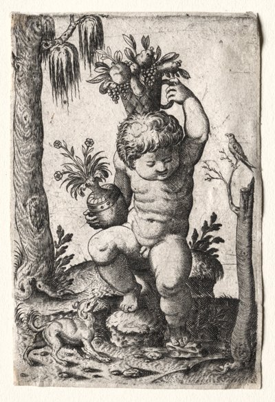 Jongen met fruitmand door Unbekannt