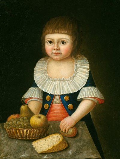 Jongen met een mand fruit door Unbekannt