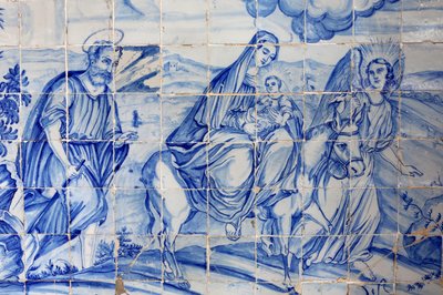 Brazilië, Bahia, Salvador: Azulejo in Bonfim kerk: de vlucht naar Egypte door Unbekannt