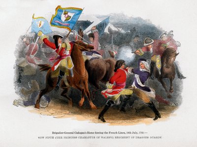 Brigadegeneraal Cadogans paard dwingt de Franse linie, 18 juli 1705 door Unbekannt