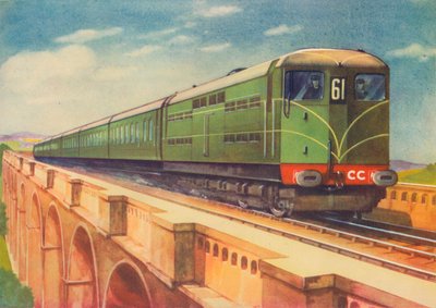 Brighton Belle, de elektrische locomotief van de S.R., over Ouse Viaduct door Unbekannt