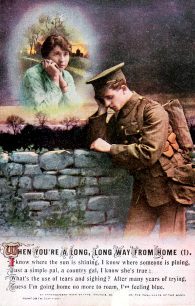 Britse soldaat droomt van zijn geliefde thuis, Eerste Wereldoorlog, 1914-1918 door Unbekannt