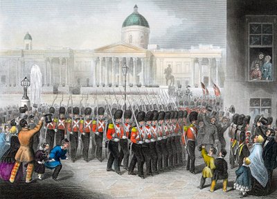 Britse soldaten vertrekken naar de Krimoorlog Russisch-Turkse Oorlog 1853-1856, ca. 1860 door Unbekannt