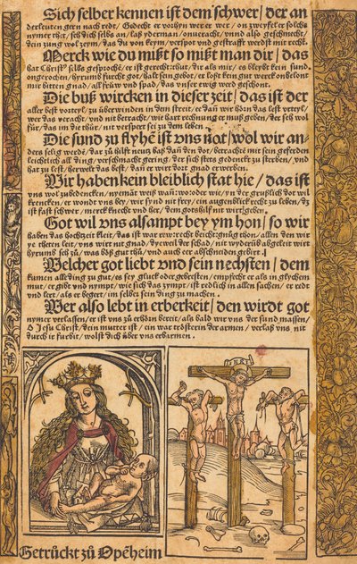 Pamflet met twee scènes uit het leven van Christus en groteske randen door Unbekannt