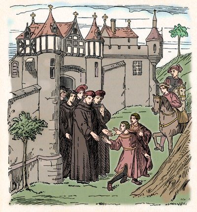 Broers Polo vertrekken vanuit Constantinopel met Marco naar China c1300, 1912 door Unbekannt