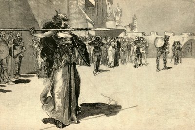 Brunhild, de Krijgskoningin, werpt haar speer naar Gunthers schild, 1882 door Unbekannt