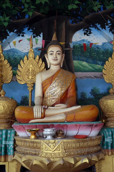 Boeddhabeeld in een Khmer-tempel. Cambodja door Unbekannt